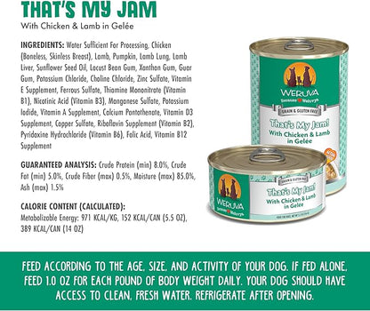 Weruva Classic Dog Food, That's My Jam! with Chicken & Lamb in Gelée, 5.5Oz Can (Pack of 24) - PAWPICO