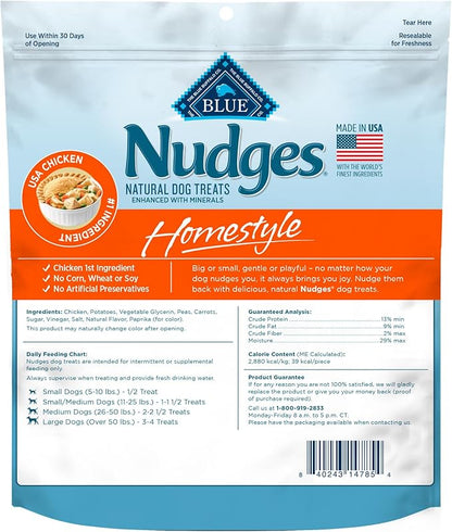 Blue Buffalo Nudges Homestyle Natural Dog Treats, Made in the USA with Real Chicken, Peas, and Carrots, 16-oz. Bag - PAWPICO