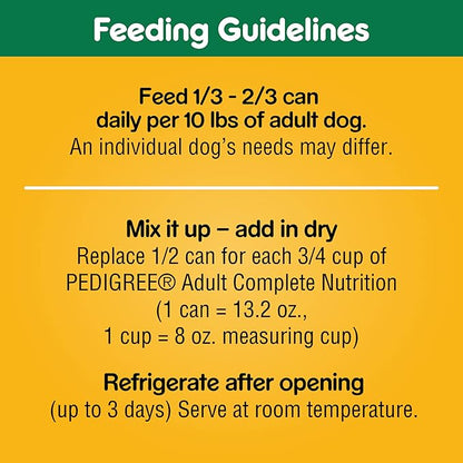 PEDIGREE CHOPPED GROUND DINNER Adult Canned Soft Wet Dog Food, Turkey & Bacon Flavor, 13.2 oz. Cans 12 Pack - PAWPICO
