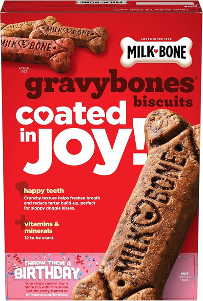 Milk-Bone Gravy Bones Dog Treats with 4 Savory Meat Flavors Coated in Gravy, 19 Ounce (Pack of 12) - PAWPICO