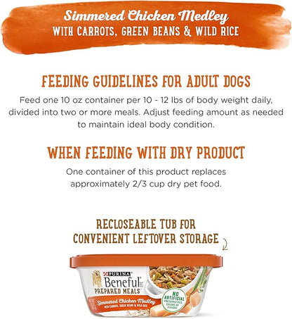Beneful Purina Gravy Wet Dog Food, Prepared Meals Simmered Chicken Medley - (8) 10 oz. Tubs (Pack of 2) - PAWPICO