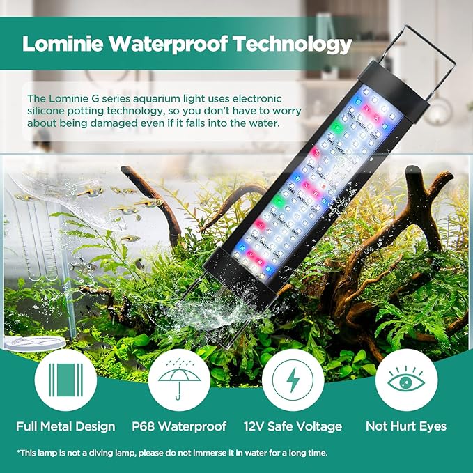 Lominie 48W Aquarium Lights,87-110CM Fish Tank LED Light Bar,Full Spectrum Aquarium Plant Light with Timer for Refugium Algae Fish Tank, IP68 Waterproof (Freshwater/36-46IN) Lominie