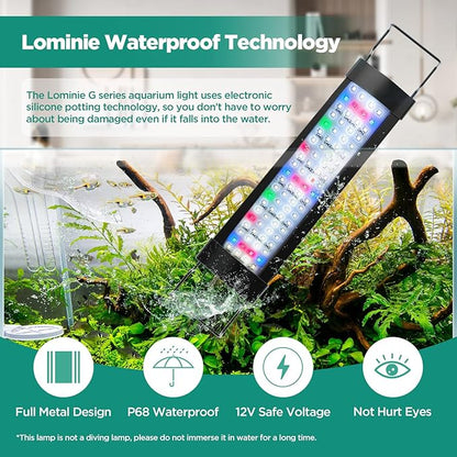 Lominie 48W Aquarium Lights,87-110CM Fish Tank LED Light Bar,Full Spectrum Aquarium Plant Light with Timer for Refugium Algae Fish Tank, IP68 Waterproof (Freshwater/36-46IN) Lominie