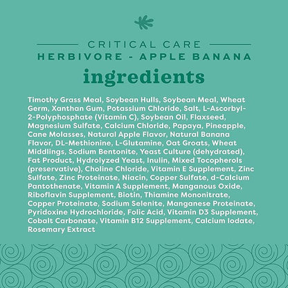 Oxbow Critical Care Herbivore - Nutritionally Complete Feeding Assist Formula for Small Animals & Pets - Critical Care Herbivore Apple-Banana (454g) OxbowAnimalHealth