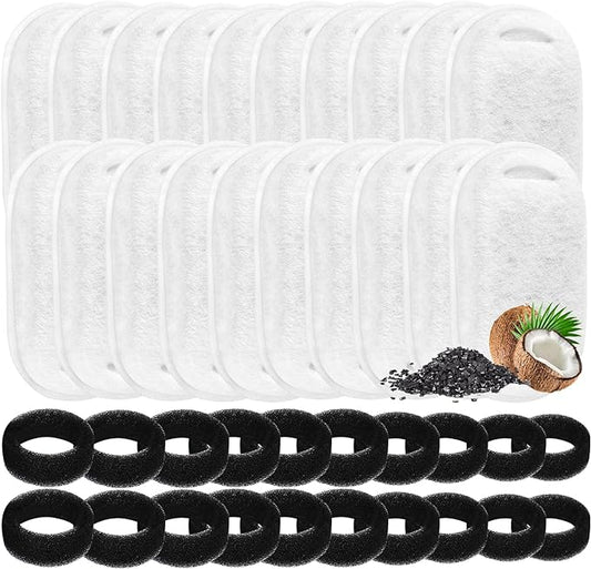 40 Pcs-20 Pack Cat Fountain Filters with 20 Sponges, Pet Replacement Filters for Stainless Steel 108oz/3L, 67oz/2L Pet Fountain - PAWPICO