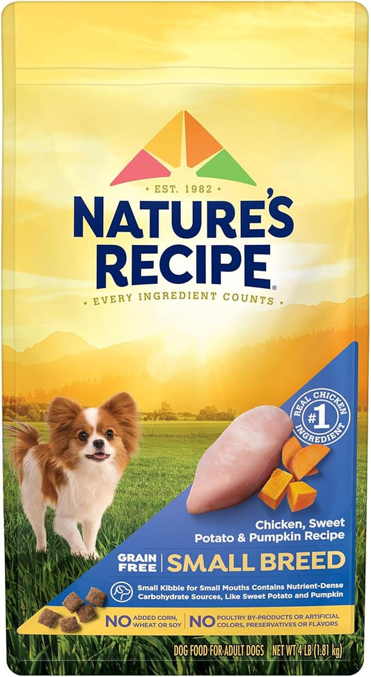 Nature′s Recipe Grain Free Small Breed Chicken, Sweet Potato & Pumpkin Recipe Dry Dog Food, 4 lb. Bag - PAWPICO