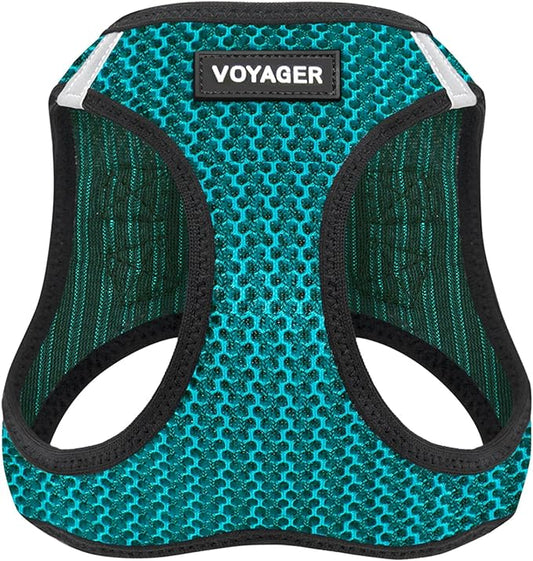Voyager Step-in Air Dog Harness - All Weather Mesh, Reflective, No Pull Harness for Small, Medium Dogs, Cats - Secure with Hook & Loop Fastener, Buckle, Double D-Rings - Turquoise 2-Tone, L BestPetSuppliesLLC