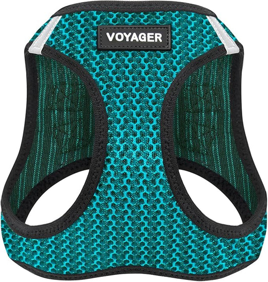 Voyager Step-in Air Dog Harness - All Weather Mesh, Reflective, No Pull Harness for Small, Medium Dogs, Cats - Secure with Hook & Loop Fastener, Buckle, Double D-Rings - Turquoise 2-Tone, M BestPetSuppliesLLC