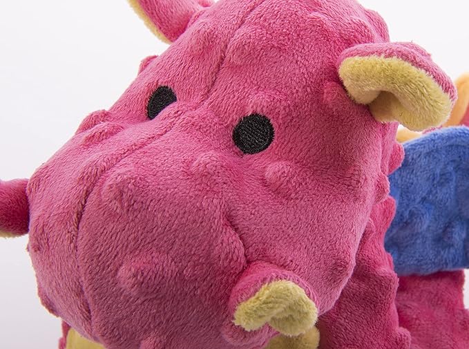 goDog Bubble Plush Dragons Squeaky Dog Toy, Chew Guard Technology - Coral, Large - PAWPICO