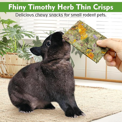 Fhiny 12 PCS Rabbit Timothy Hay Chips Toys, Natural Bunny Molar Treats with Herbal Flowers Rabbit Chew Toys for Teeth Small Animal Snacks for Rats Chinchillas Guinea Pigs Hamsters Fhiny