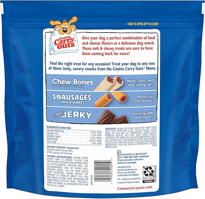 Canine Carry Outs Dog Treats, Beef & Cheese Flavor, 47 Ounce - PAWPICO