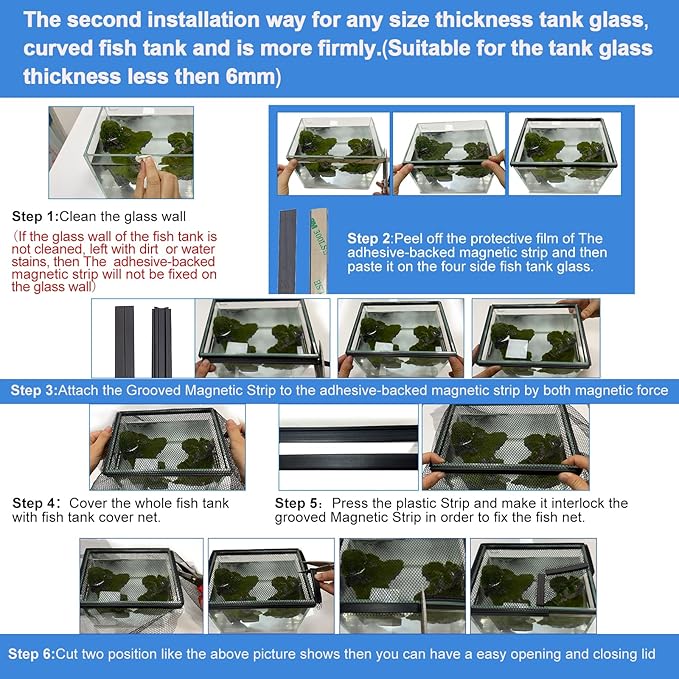 Magnetic Aquarium Cover lid Fish Tank lid Anti-Jumping net Cover mesh Terrarium lid Aquarium Hood (Big Size DIY Cover lid) NestBasics