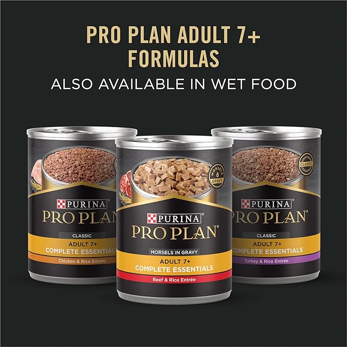 Purina Pro Plan Adult 7 Plus Complete Essentials Shredded Blend Beef and Rice Formula High Protein Dog Food for Senior Dogs - 34 lb. Bag - PAWPICO