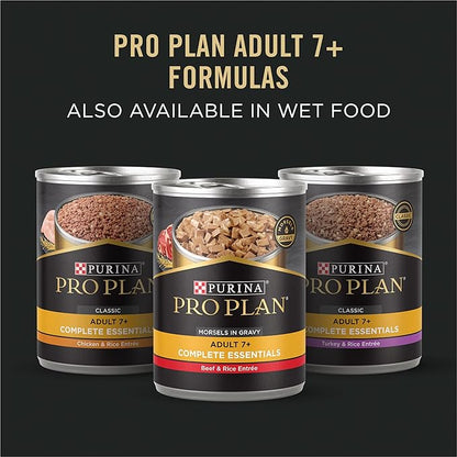 Purina Pro Plan Adult 7 Plus Complete Essentials Shredded Blend Beef and Rice Formula High Protein Dog Food for Senior Dogs - 34 lb. Bag - PAWPICO