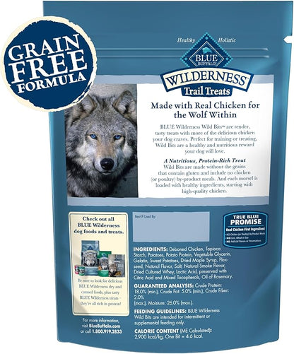 Blue Buffalo Wilderness Wild Bits Soft & Chewy Training Treats for Dogs, Grain-Free, Chicken Recipe, 4-oz. Bag - PAWPICO