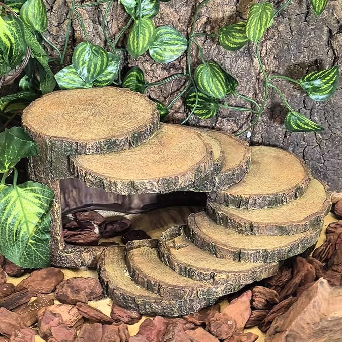Reptile Hide Bearded Dragon Tank Accessories Reptile Snake Hideouts Stump Cave Habitat Decor for Turtles Lizards LUCOSIU