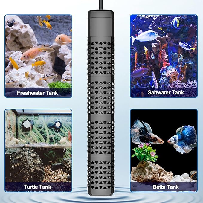 HiTauing Aquarium Heater, Upgraded 300W/500W Fish Tank Heater with Intelligent Leaving Water Automatically Stop Heating and Advanced Temperature Control System, Suitable for Saltwater and Freshwater HiTauing