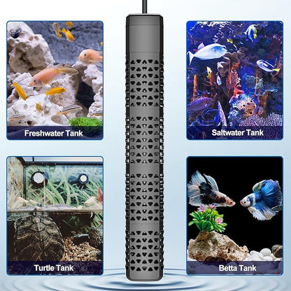 HiTauing Aquarium Heater, Upgraded 300W/500W Fish Tank Heater with Intelligent Leaving Water Automatically Stop Heating and Advanced Temperature Control System, Suitable for Saltwater and Freshwater HiTauing