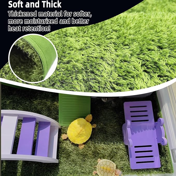 kathson 2Pcs Reptile Carpet Mat,35.4 x 17.7 in Terrarium Bedding Substrate Liner,Tortoise Imitation Rainforest Crawler Mats for Snakes Bearded Dragon Gecko Chameleon Turtles Iguana kathson