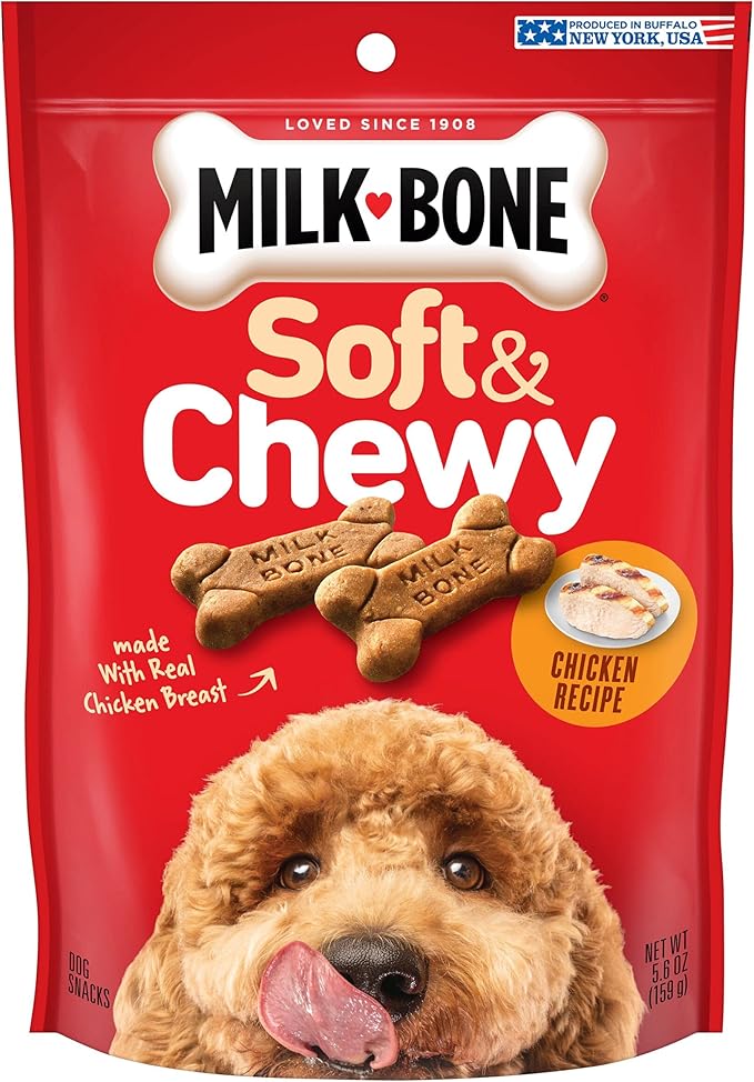 Milk-Bone Soft & Chewy Dog Treats, Chicken Recipe, 5.6 Ounce (Pack of 10) Made with Real Chicken Breast - PAWPICO