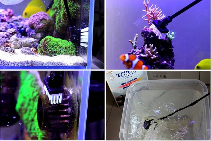 Aquarium Algae Scraper Cleaner Brush with 10 Stainless Steel Blades for Fish Reef Plant Glass Tank 26 Inch QANVEE