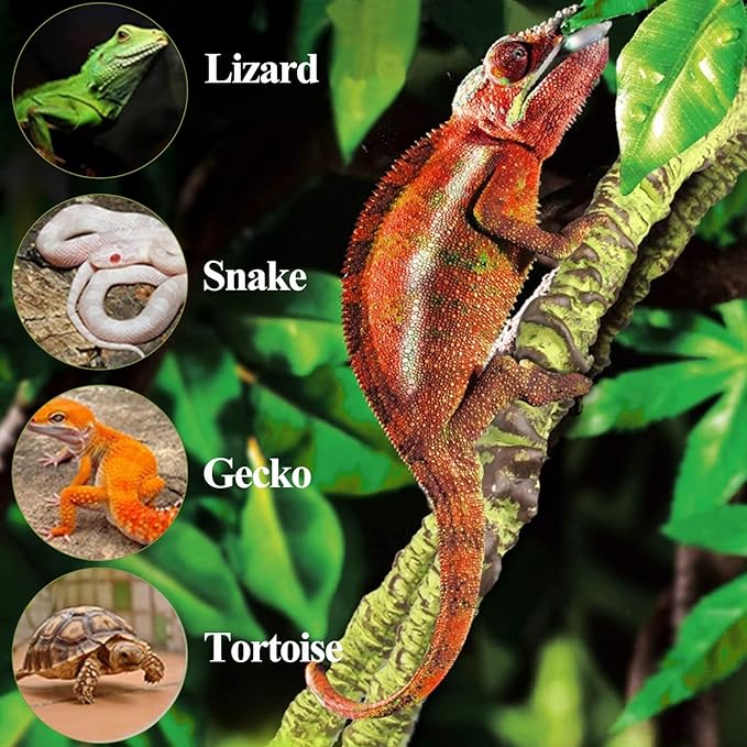 HERCOCCI Reptile Vines, Flexible Jungle Climbing Vines Terrarium Plastic Plants and Leaves Tank Accessories Decor for Gecko Snake Lizard Bearded Dragon Hermit Crab Frog HERCOCCI