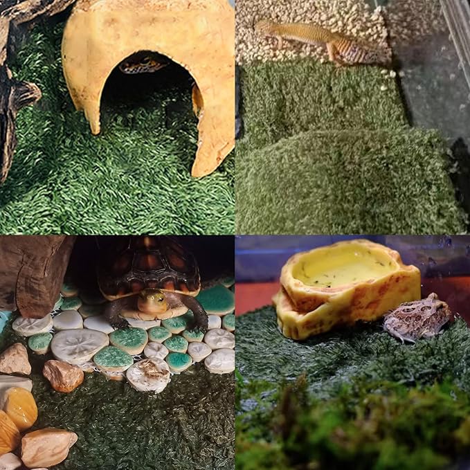 kathson 2 PCS Reptile Carpet Mat Terrarium Bedding Substrate Liner Mat Imitation Rainforest Crawler Mats for Snakes Bearded Dragon Gecko Chameleon Turtles Iguana（23.62 X 15.74 in） kathson