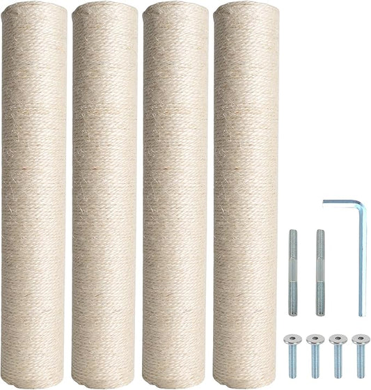 Dimaka Cat Scratching Post Replacement Pole, Cardboard and Sisal (Beige-4 Posts, 15.7 in/ 40 cm) - PAWPICO