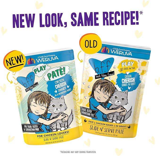 Weruva B.F.F. Play - Best Feline Friend Paté Lovers, Aw Yeah!, Paté Soiree! Variety Pack, 3oz Pouch (Pack of 12) - PAWPICO