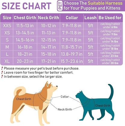 GAMUDA Small Dog Harness Collar and Leash Set, Step in No Chock No Pull Soft Mesh Adjustable Dog Vest Harnesses Plaid Reflective for Dogs Puppy Cats Kitten Rabbit (Purple Flower, M) GAMUDACollarsCollection