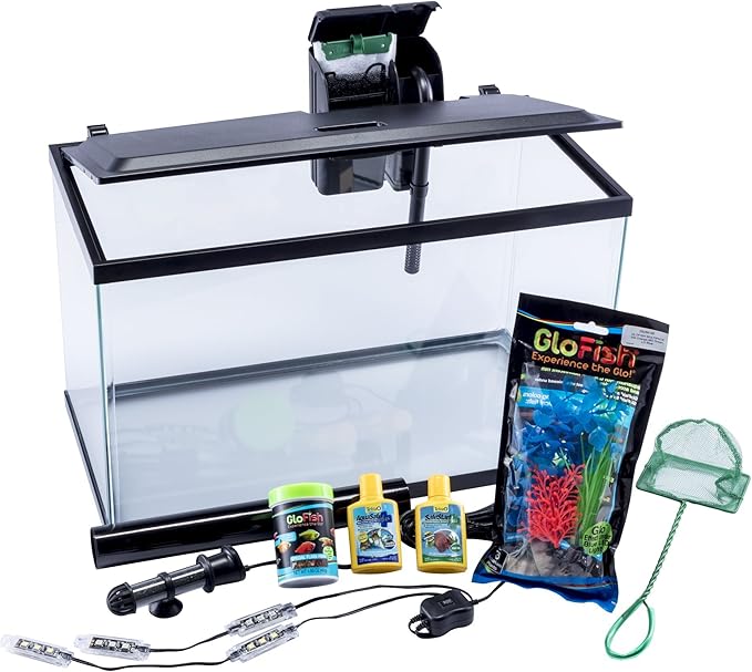Glofish 10 Gallon Aquarium Fish Tank Kits, Includes LED Lighting and Décor (Amazon Exclusive) GloFish