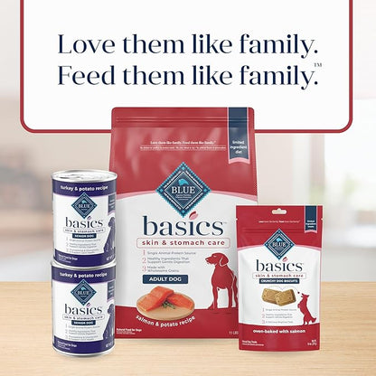 Blue Buffalo Basics Adult Dry Dog Food for Skin & Stomach Care, Limited Ingredient Diet, Made in the USA with Natural Ingredients, Salmon & Potato Recipe, 11-lb. Bag - PAWPICO