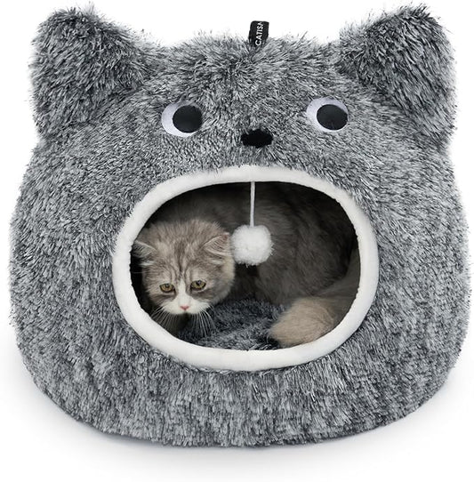 CATISM Cat Bed, Cat Beds for Indoor Cats, Cat Cave, Cat Cave for Indoor Cats, Cat Bed Cave, Large Cat Beds, Cozy Hooded Cat Bed with Soft Cushion, Removable Washable Cat Beds Keep Warm - PAWPICO