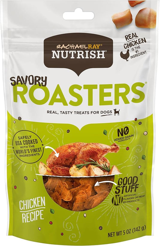 Rachael Ray Nutrish Savory Roasters Real Meat Dog Treats, Roasted Chicken Recipe, 5 Ounces (Pack of 5), Grain Free - PAWPICO