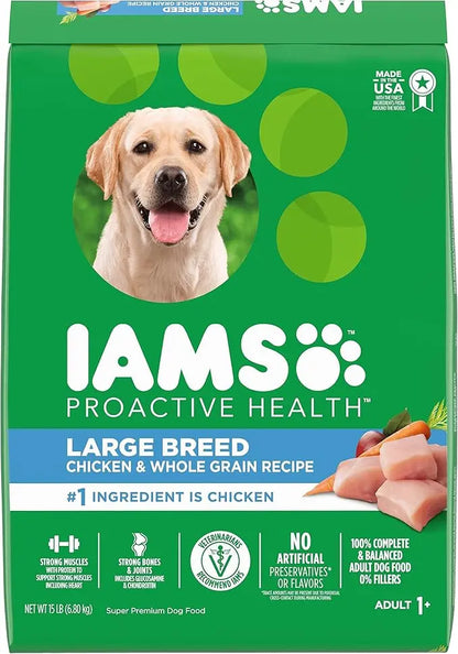 IAMS Proactive Health Large Breed Adult Dry Dog Food with Real Chicken, 15 lb. Bag - PAWPICO