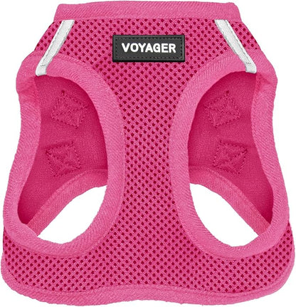 Voyager Step-in Air Dog Harness - All Weather Mesh, Reflective, No Pull Harness for Small, Medium Dogs, Cats - Secure with Hook & Loop Fastener, Buckle, Double D-Rings - Fuchsia, M BestPetSuppliesLLC
