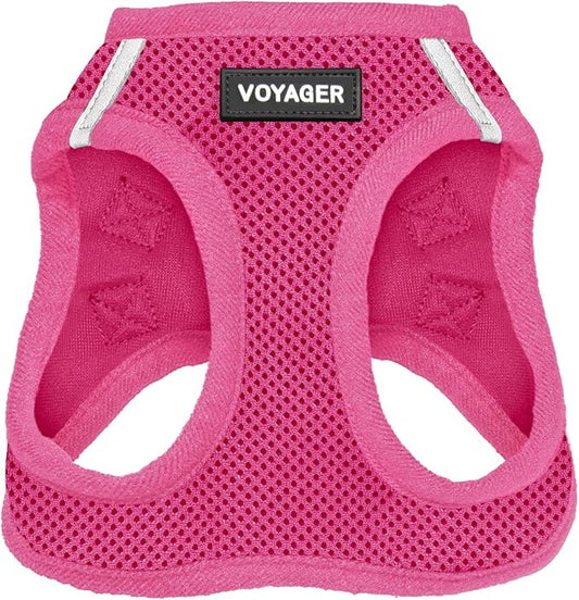 Voyager Step-in Air Dog Harness - All Weather Mesh, Reflective, No Pull Harness for Small, Medium Dogs, Cats - Secure with Hook & Loop Fastener, Buckle, Double D-Rings - Fuchsia, M BestPetSuppliesLLC