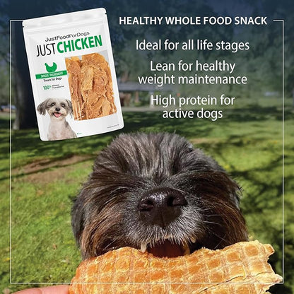 JustFoodForDogs Healthy Dog Treats, Single-Ingredient, Chicken Breast, 5 oz - PAWPICO