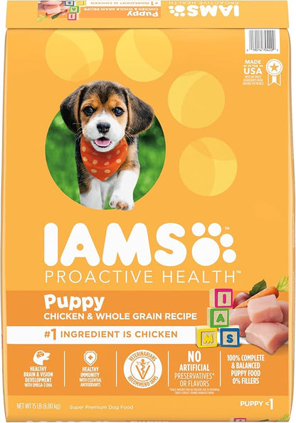 IAMS Smart Puppy Dry Dog Food with Real Chicken, 15 lb. Bag - PAWPICO