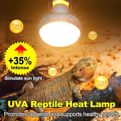 MIXJOY 100W Reptile Heat Lamp Bulb Combo, 2PCS Day & Night Reptile Heat Bulbs, UVA Daylight Intense Heat Basking Bulb Infrared Heat Light Bulb for Reptiles, Lizard, Tortoise, Bearded Dragon Chickens MIXJOY