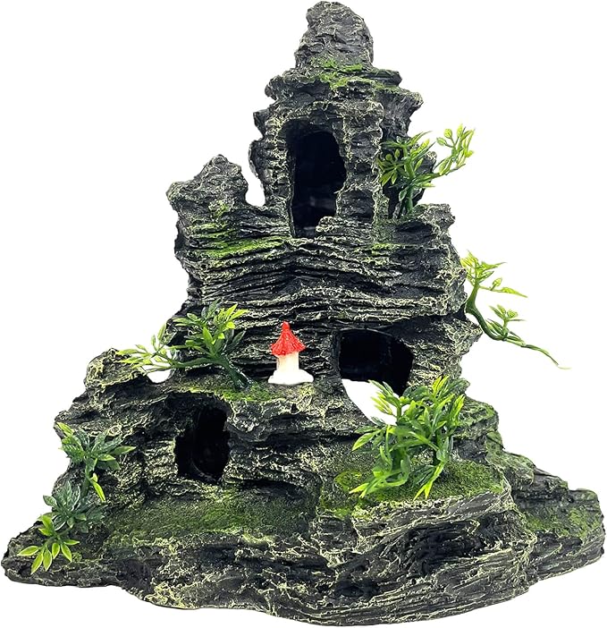 Aquarium Decorations Large and Tall Large Aquarium Decorations for Fish Tank Decorations Fish Tank Ornaments Mountain View Stone Ornament Tree Rock Cave Artificial Fish Tank Ornament GOLOMOZ