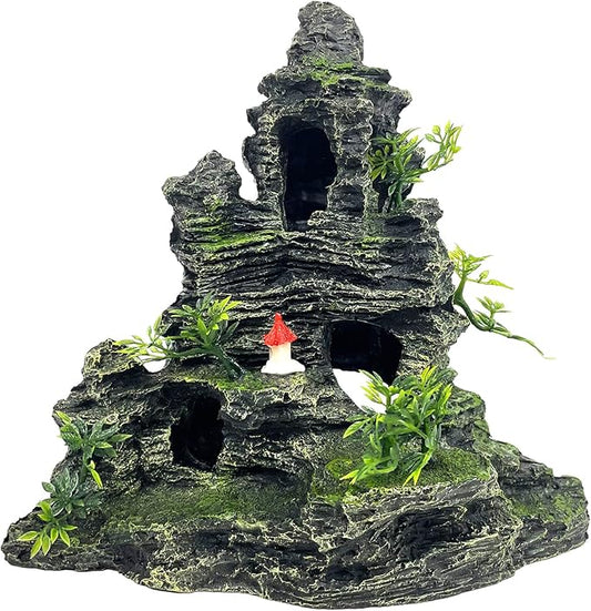 Aquarium Decorations Large and Tall Large Aquarium Decorations for Fish Tank Decorations Fish Tank Ornaments Mountain View Stone Ornament Tree Rock Cave Artificial Fish Tank Ornament GOLOMOZ