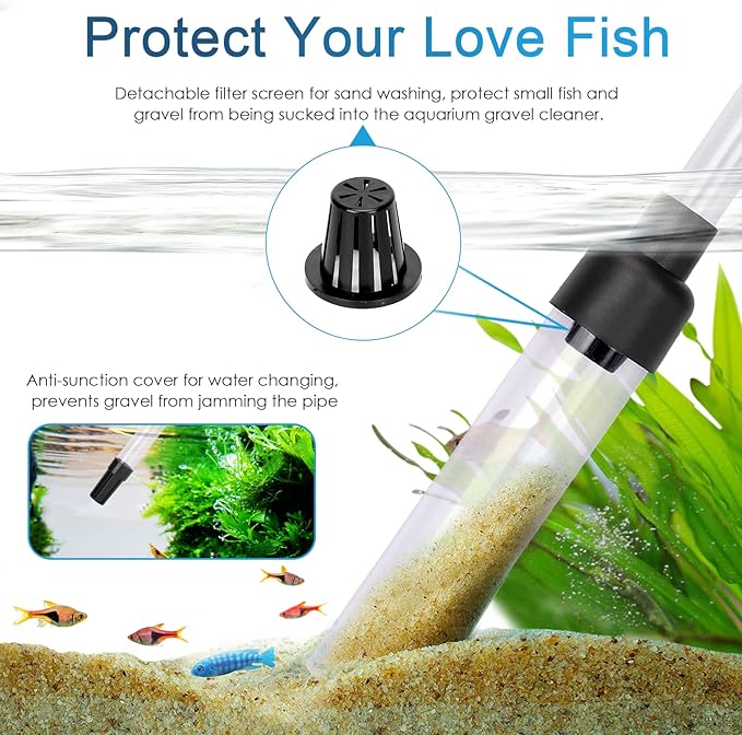 hygger Gravel Vacuum for Aquarium, Aquarium Siphon Vacuum Cleaner for Fish Tank Gravel and Sand Cleaning, Remove Dirt, Water Change, Aquarium Gravel Cleaner with Adjustable Water Flow (M) hygger