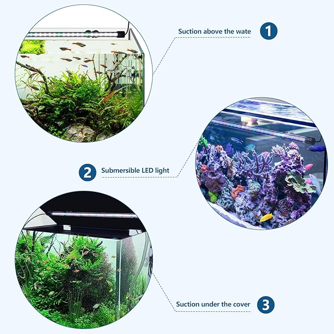 Tatub 24'' Submersible Aquarium Light with 3 Lighting Modes,10.8W Full Spectrum Led Fish Tank Light with 10 Levels of Brightness,Underwater Aquarium Lights for Fish Tank with Timer Auto On/Off Tatub