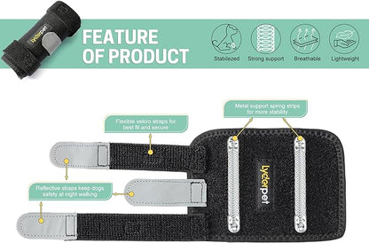 Dog Brace Front Leg Wrist Support, Canine Dog Carpal Brace Splint, Prevents Injuries and Sprains, Protects Carpus Joint Wounds Heals, Helps with Loss of Stability Caused by Arthritis Lyderpet