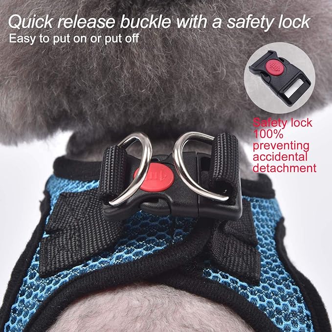 Dog Harness Step-in Breathable Puppy Cat Dog Vest Harnesses for Small Medium Dogs Blue - PAWPICO