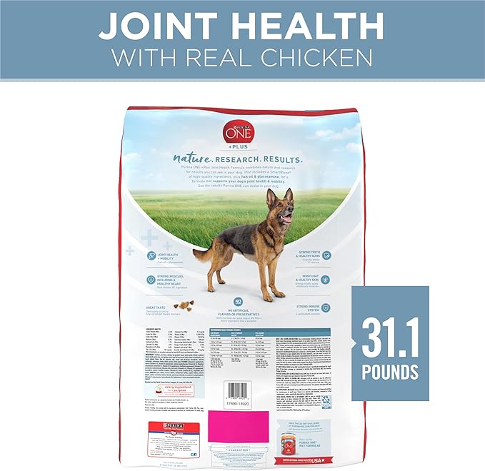 Purina ONE Plus Joint Health Formula Natural With Added Vitamins, Minerals and Nutrients Dry Dog Food - 31.1 lb. Bag - PAWPICO