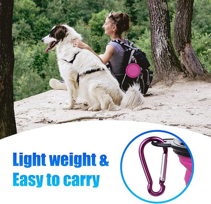 Dog Bowl Pet Collapsible Bowls, 2 Pack Collapsible Dog Water Bowls for Cats Dogs, Portable Pet Feeding Watering Dish for Walking Parking Traveling with 2 Carabiners (Small, Pink+Purple) - PAWPICO
