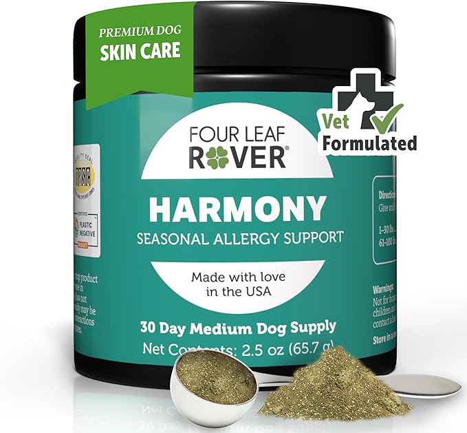 Harmony - Supports Seasonal and Environmental Allergies in Dogs - Supports a Healthy Immune Response - Veterinarian Formulated - 30 Day Medium Dog Supply FourLeafRover