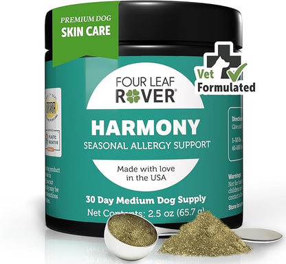 Harmony - Supports Seasonal and Environmental Allergies in Dogs - Supports a Healthy Immune Response - Veterinarian Formulated - 30 Day Medium Dog Supply FourLeafRover